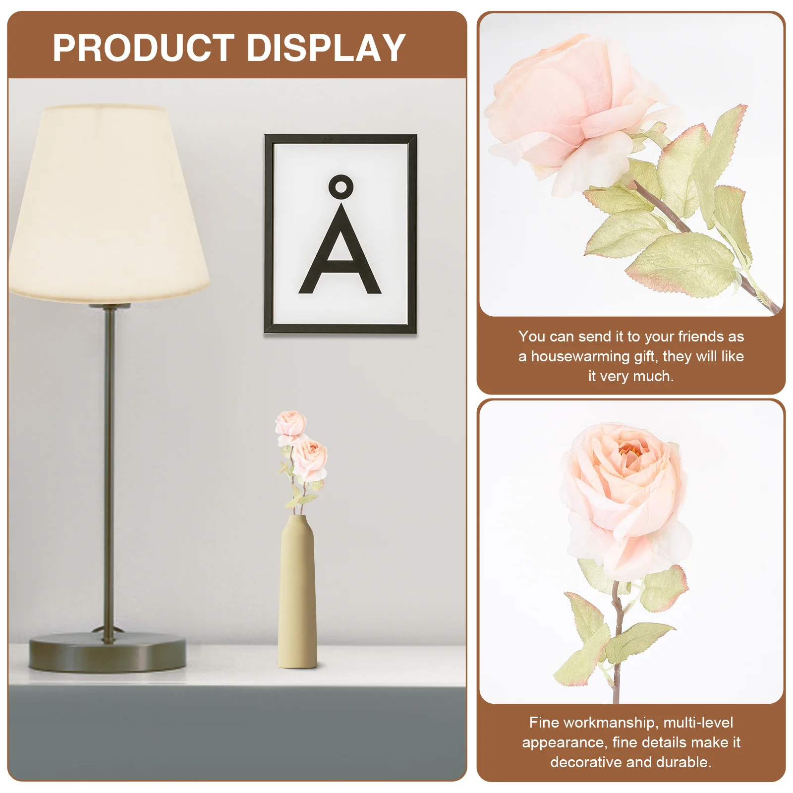 

2Pcs Lifelike Fake Roses High- Rose Ornament for Room Office Window Decor Elegant Long Stem Rose Decoration