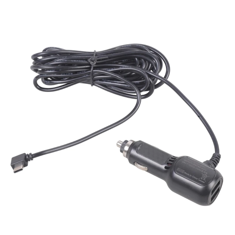 Dashcam Double USB Car Adapter 342cm Flexible Type C Cord Multi Device