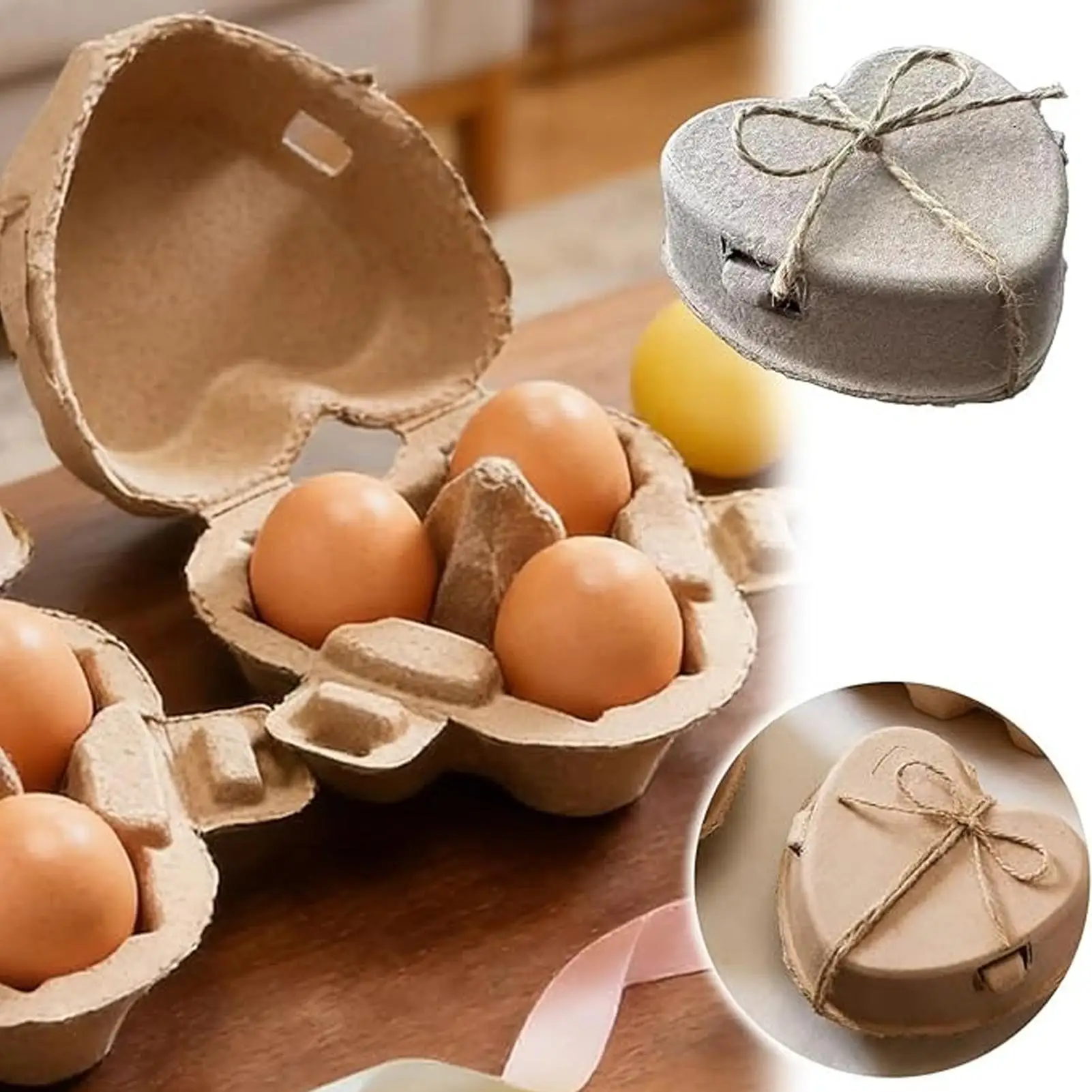 

40 шт. картонных коробок в форме сердца для пасхальных яиц с ручками, многоразовые бумажные корзины-контейнеры для хранения яиц, подставки для холодильника