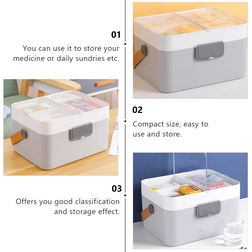 صندوق تخزين الأدوية المدمج، منظم حبوب الدواء المحمول، حقيبة طبية منزلية، حاوية أشتات متعددة الأغراض للسفر #3