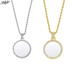 60cm Stainless Steel Chains + 25mm Sublimation Pendant Cabochon Base With Aluminum Sheet For DIY Heat Transfer Jewelry Finding