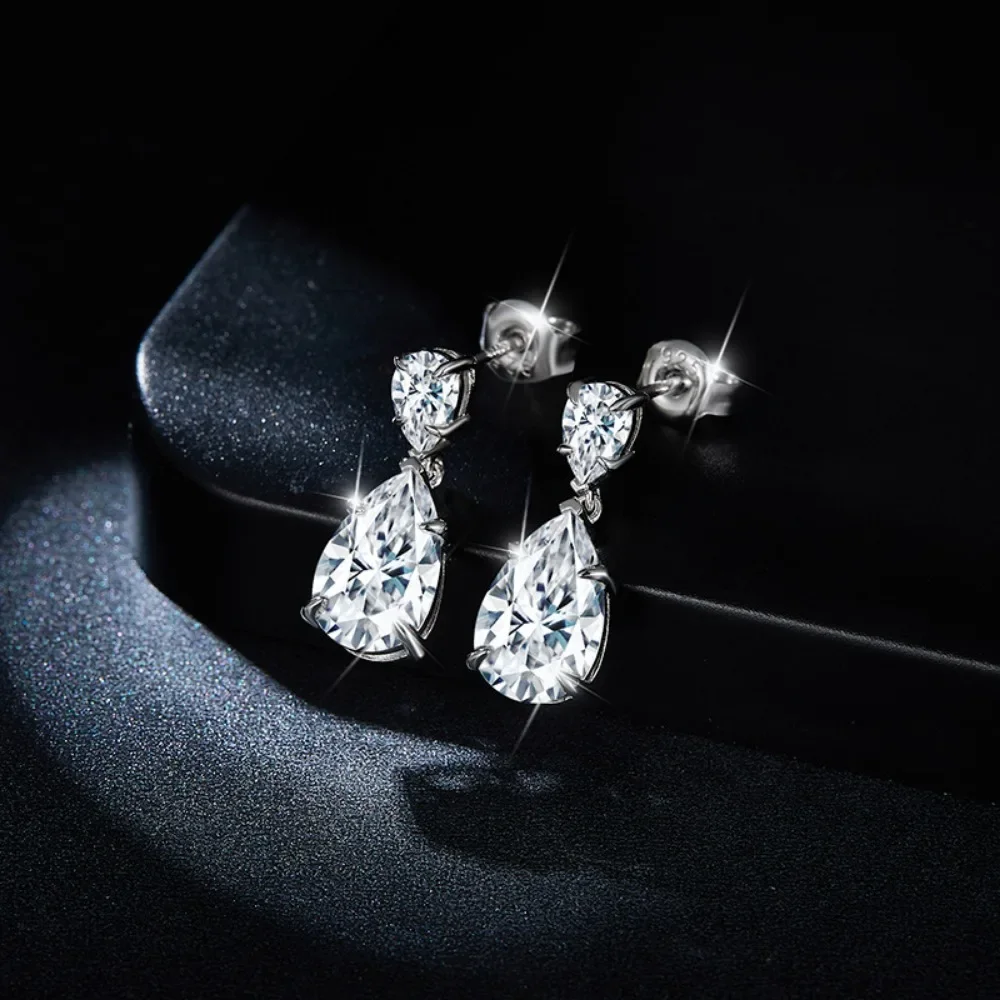

LinkerLove 3ct Moissanite Water-drop Pendant Earrings S925 Sterling Silver Diamond Dangle Earrings Bridal Wedding Luxury Jewelry