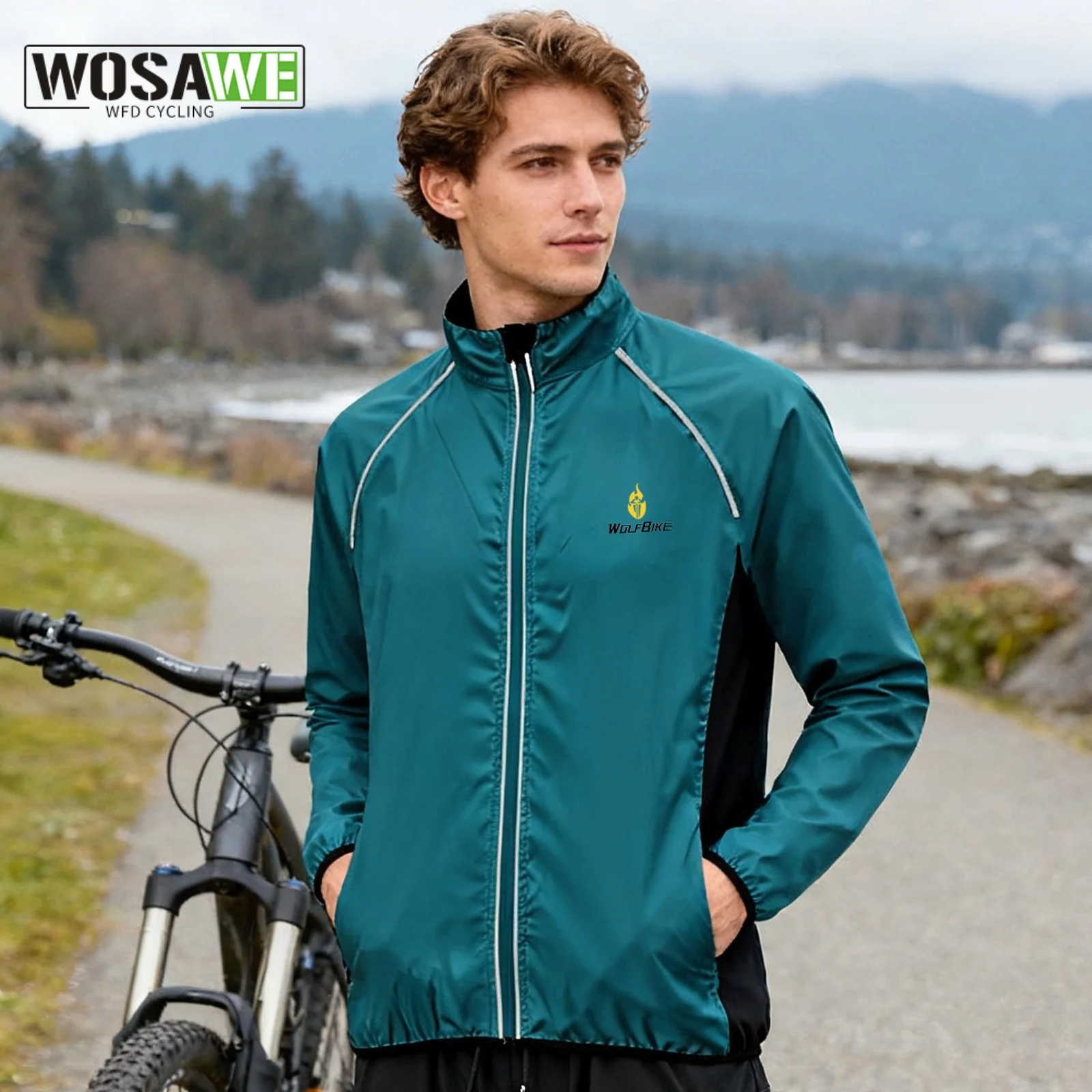 

WOSAWE Cycling Jacket Windproof Waterproof Lightweight Long Sleeve Cycling Jacket Bicycle Clothing Bike MTB Sports Windbreaker