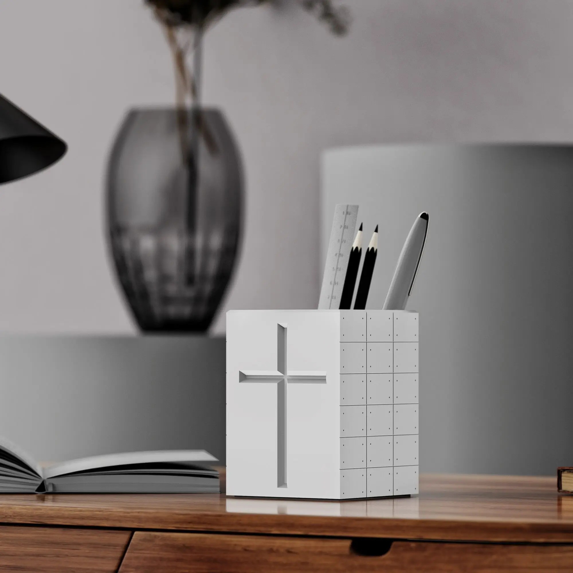 Light Church Creative Personality Cement Pen Holder Modern Simple Nordic Style Office Desktop Storage Luxury Ornament