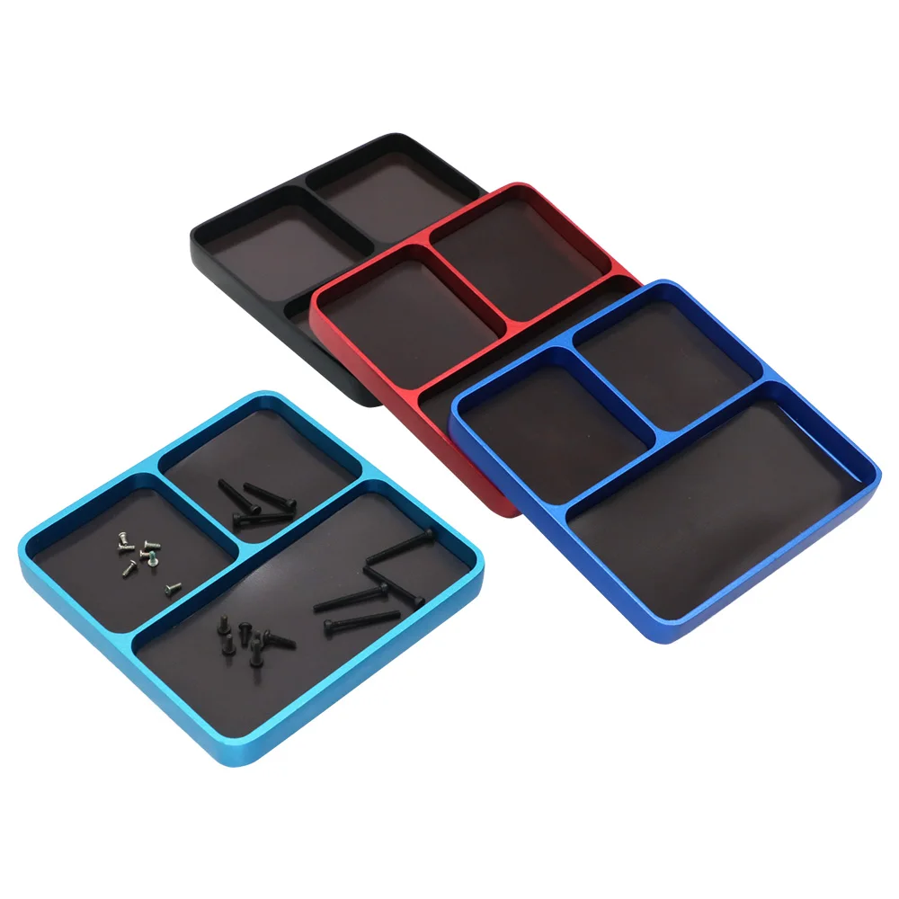 Aluminum Alloy Magnetic Screw Tray Pad Square Tool Organizer for Car Parts Repair Storage Box Model Car Parts Repair Tray