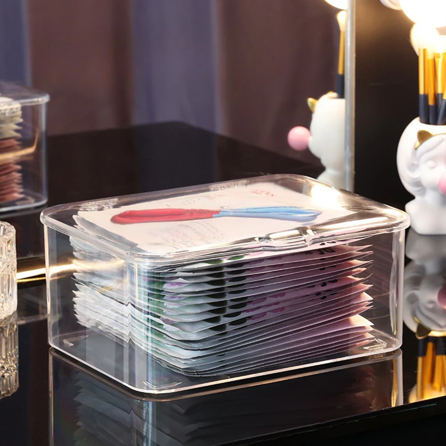 

Transparent flip-top storage box - Simple cosmetics storage on the desktop to prevent dust, jewelry storage box to prevent oxida