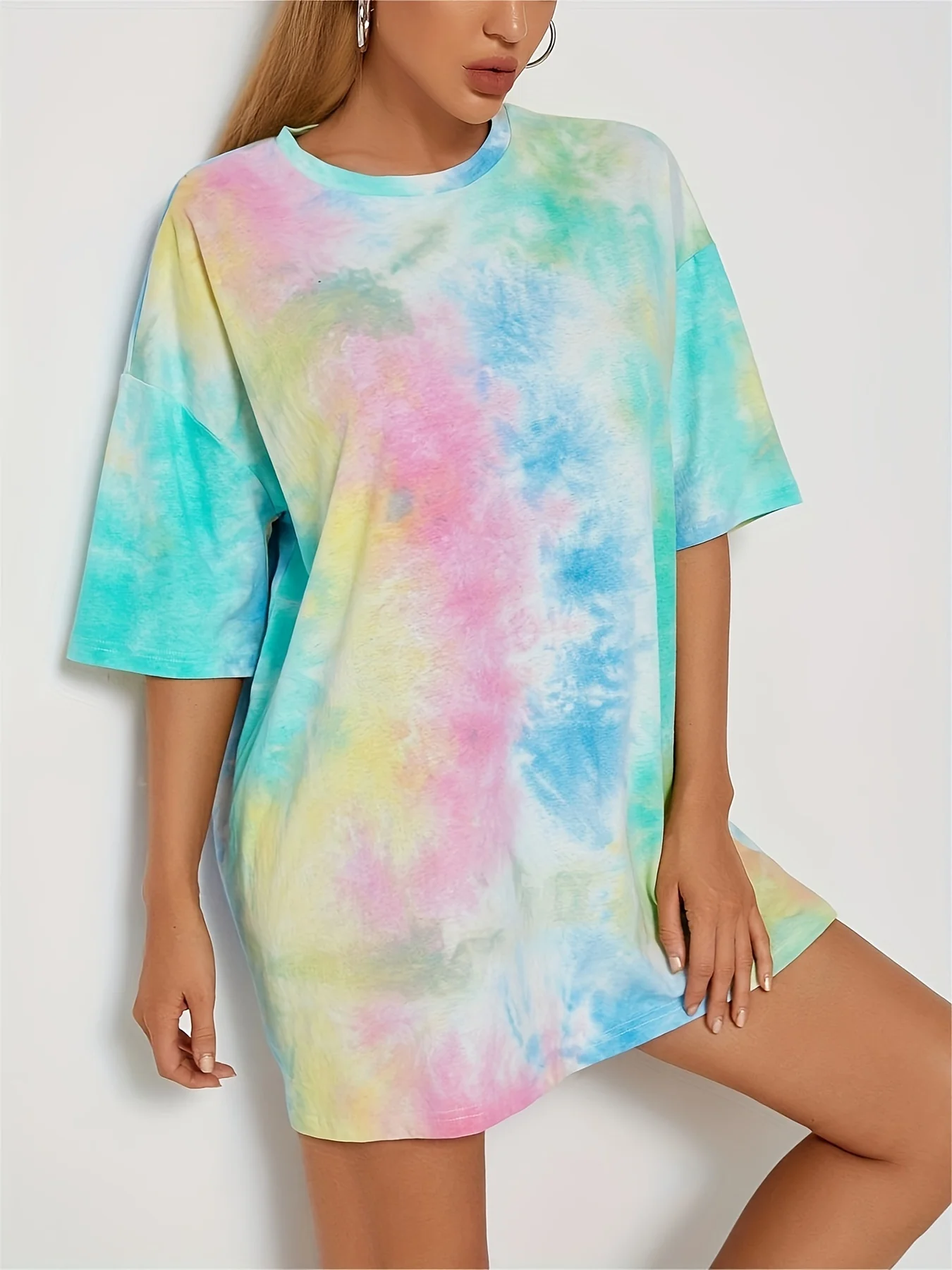 Tie-dye Printed T-Shirts Women O-Neck Short Sleeve Graphic Tops Tees Loose 3D Vintage T Shirt Plus Size For Female Clothing