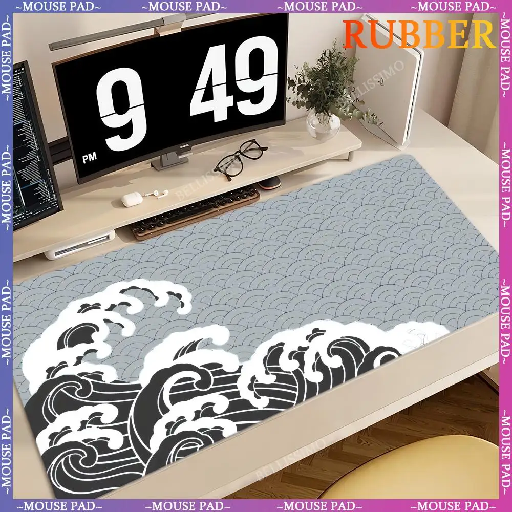 Mouse mat computer large mouse pad keyboard pad mousepad Japanese black gray wave game console sofa table pad desktop mouse pads