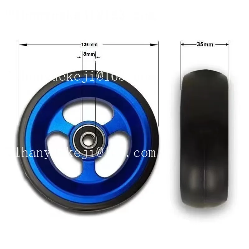 Rugged sports wheelchair front wheels 5-inch high-speed bearings aluminum alloy rubber casters view 3