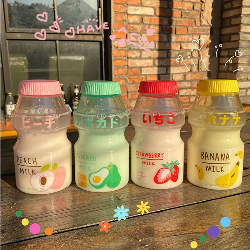 480ml Plastic Water Bottle Drinking Bottle Shape Cute Kawaii Milk Shaker Bottle