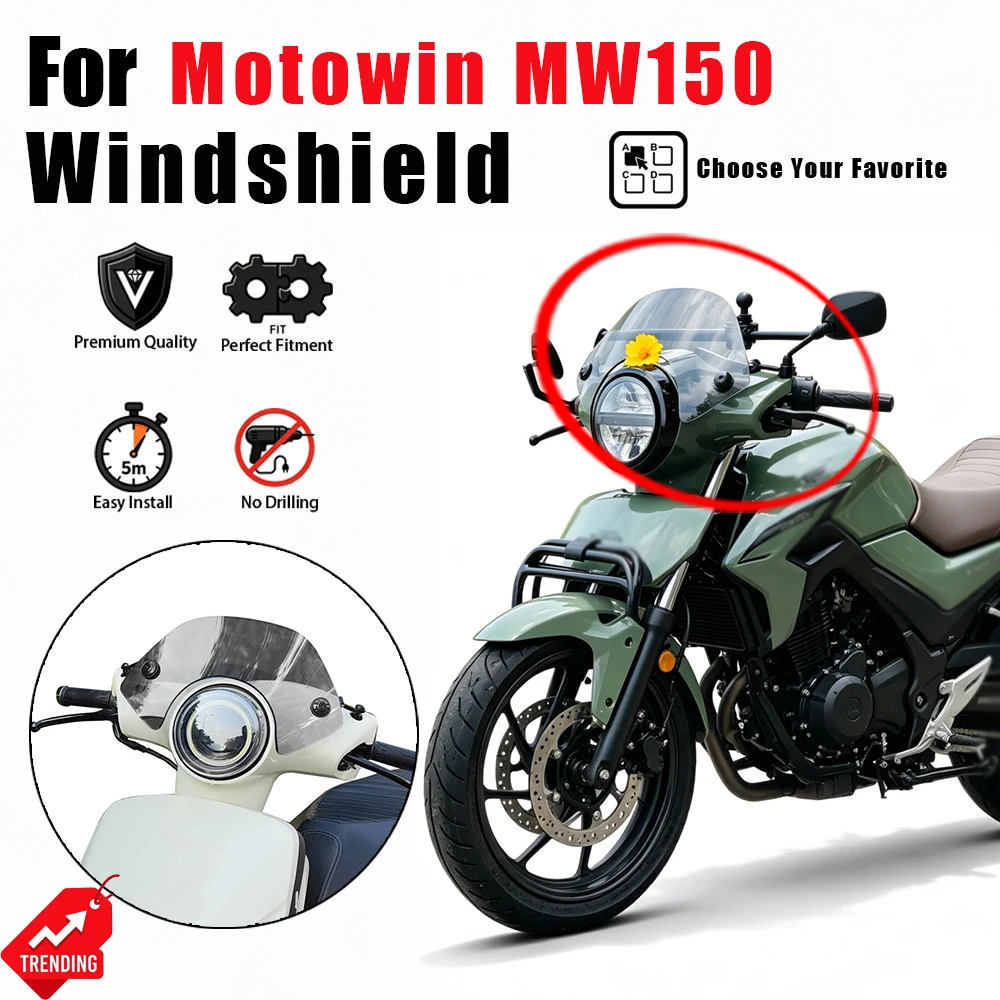 

Blacked-out Retro Racing Front Windshield Windscreen Visor Modified Accessories for 2025 Honda NS125LA