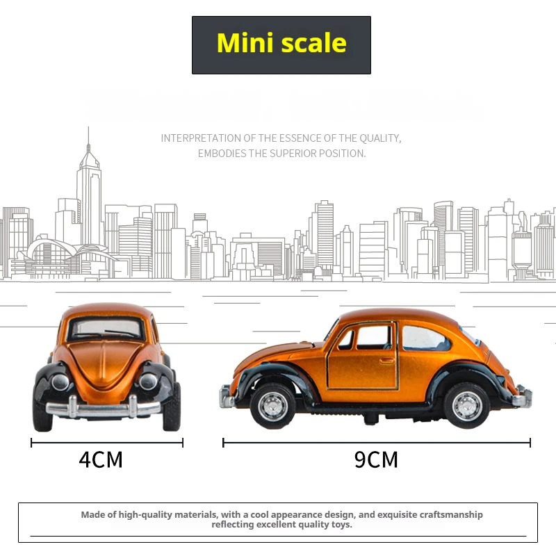 Modèle de voiture classique en alliage coccinelle, Mini Simulation de voiture en alliage à trois portes, jouet de bureau, ornement, cadeau d'anniversaire pour enfants, échelle 1:60