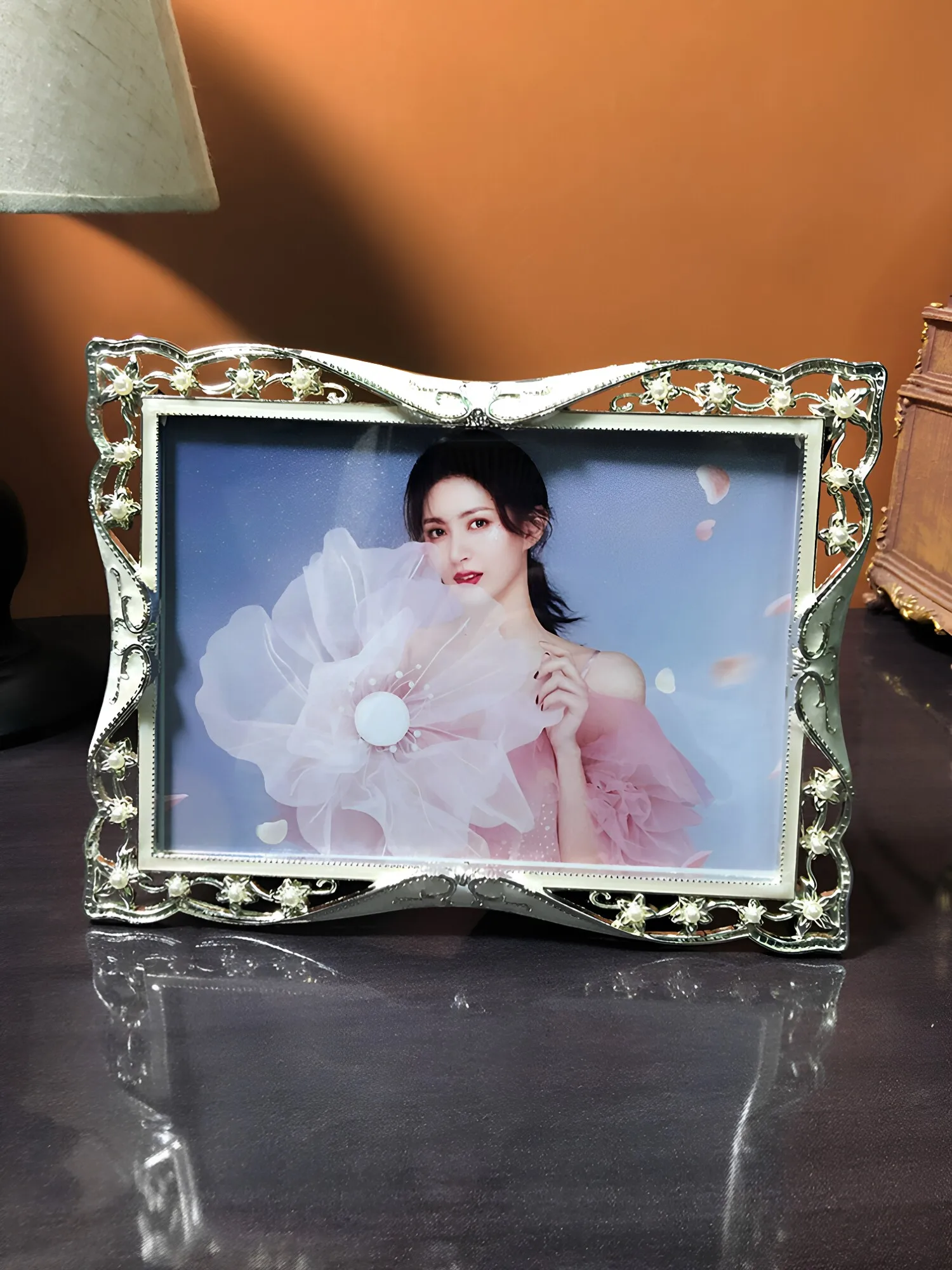 For Metal horizontal and vertical photo frame 6/7/8/10 inch wedding photo frame table ornament with print photo