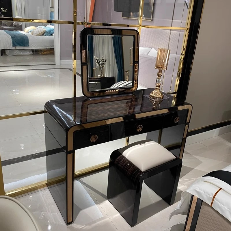 

Modern Black Dressing Table Glossy Luxury Europa Drawers Dressing Table Clearance Clothing Postazione Makeup Furniture Bedroom