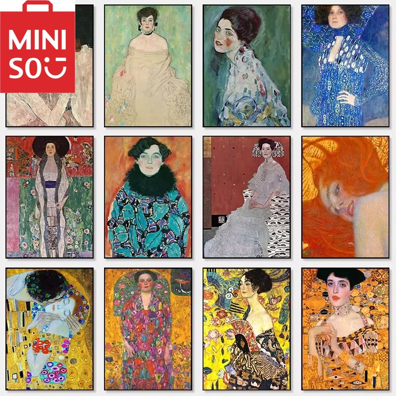 MINISO Oil Painting By Number Gustav Klimt Artwork Woman Portrait Home Decoration Wall Living Room Decor Marvel Gift Frameelss
