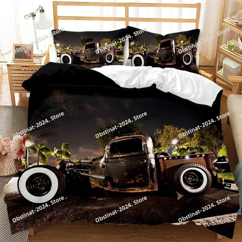 Top Vintage Duvet Cover Set Classic Car Automobile Mechanic Nostalgic 50s Bedding Set Twin Queen King Full Polyester Quilt Cover