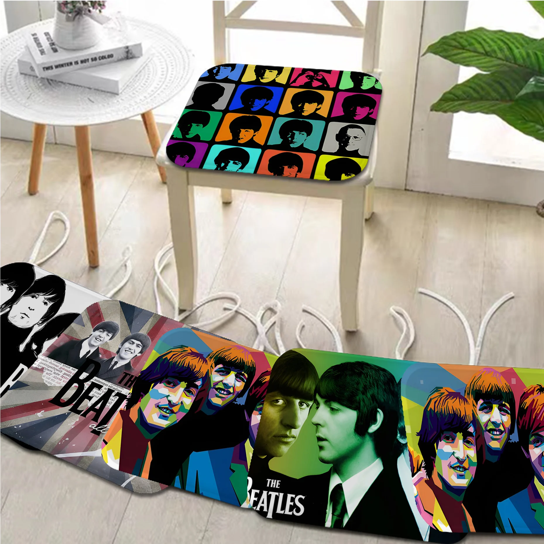 T-The-B-Beatles Rock Band Tie Rope Dining Chair Cushion Circular Decoration Seat For Office Desk Cushions Home Decor