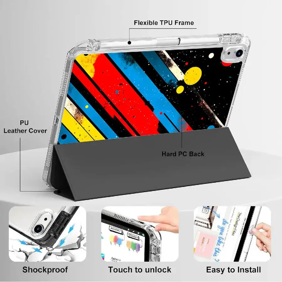 

Colorful Stripes Tablet Case For iPad Pro 2025 Air 4 5 M3 M2 M4 11inch 11th 10th 9th 8th 7th 12.9inch Mini 6 7 Holder Cover