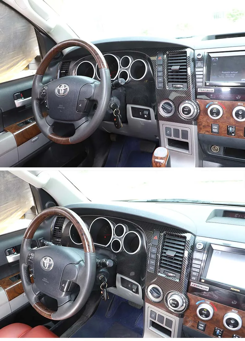 thumbnail image 2 of Carbon Fiber AC Console Trim Set For Toyota Tundra 2007-2013 – 2-Piece Type B, Self-Adhesive 2 of 5