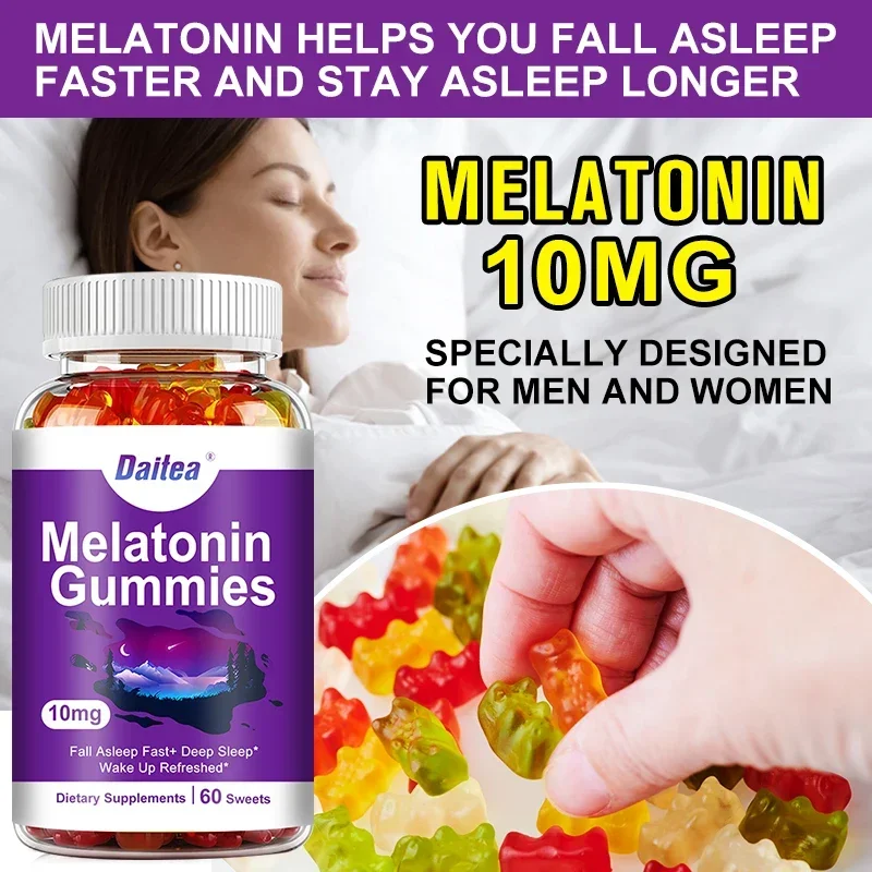 Melatonin 10 mg Adult Gummies (60 Gummies) - Maximum Strength Sleep & Deep Sleep Gummies - Gluten Free, Non-GMO, Vegetarian