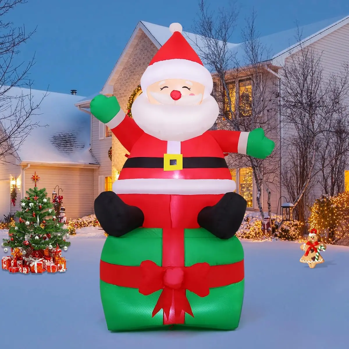 7 FT Santa Claus Inflatable Christmas Decoration with Built-in LEDs for Indoor Outdoor Yard La Home Garden Festive Decor