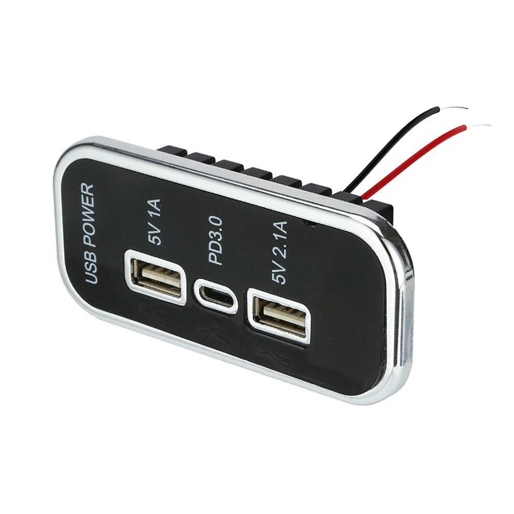 3-port 35.5W PD fast charging USB+Type-C charger socket 12/24V power adapter socket supports PD3.0 QC3.0 FCP AFC