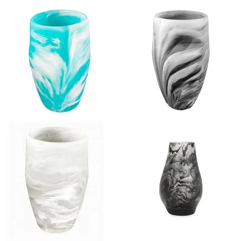 Handmade Eco Friendly Resin Vase with Translucent Marble Pattern Customizable Size for Family Hotels and Public Areas