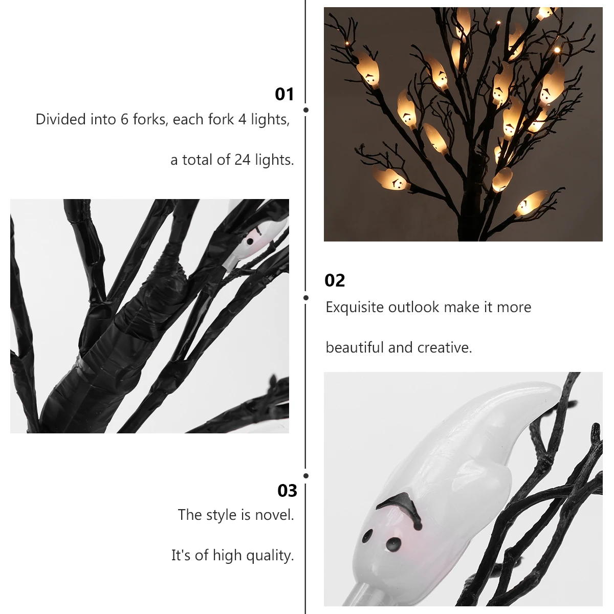 

1pc LED Tree Resin Plastic Durable Halloween Decor Home Living Room Night Light Stimulative Halloween Lights Small Lamp