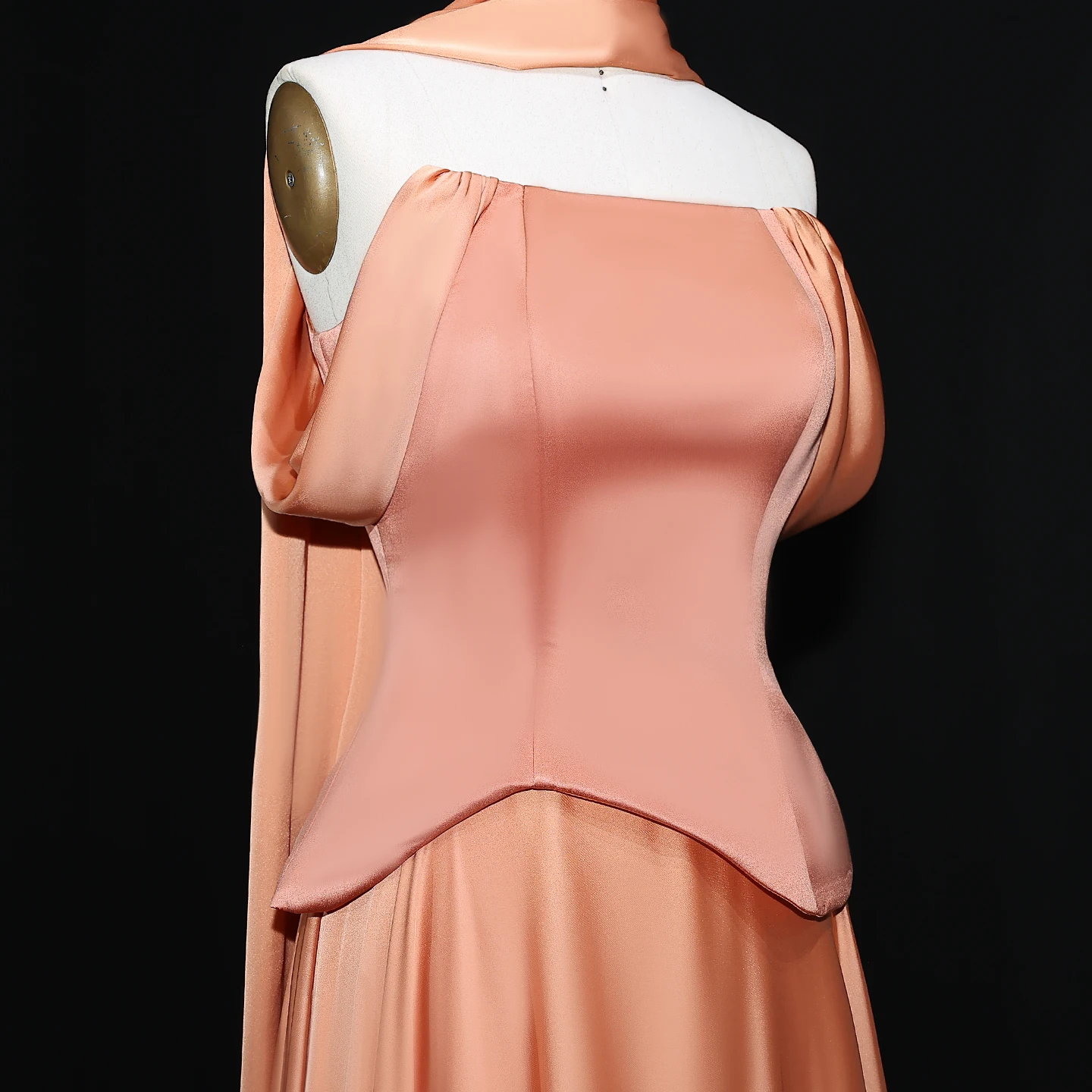 Sharon Said Elegant Brown Off Shoulder Evening Dress with Scarf Chiffon Arabic for Women Wedding Dress Gown SF593 Customized image 4