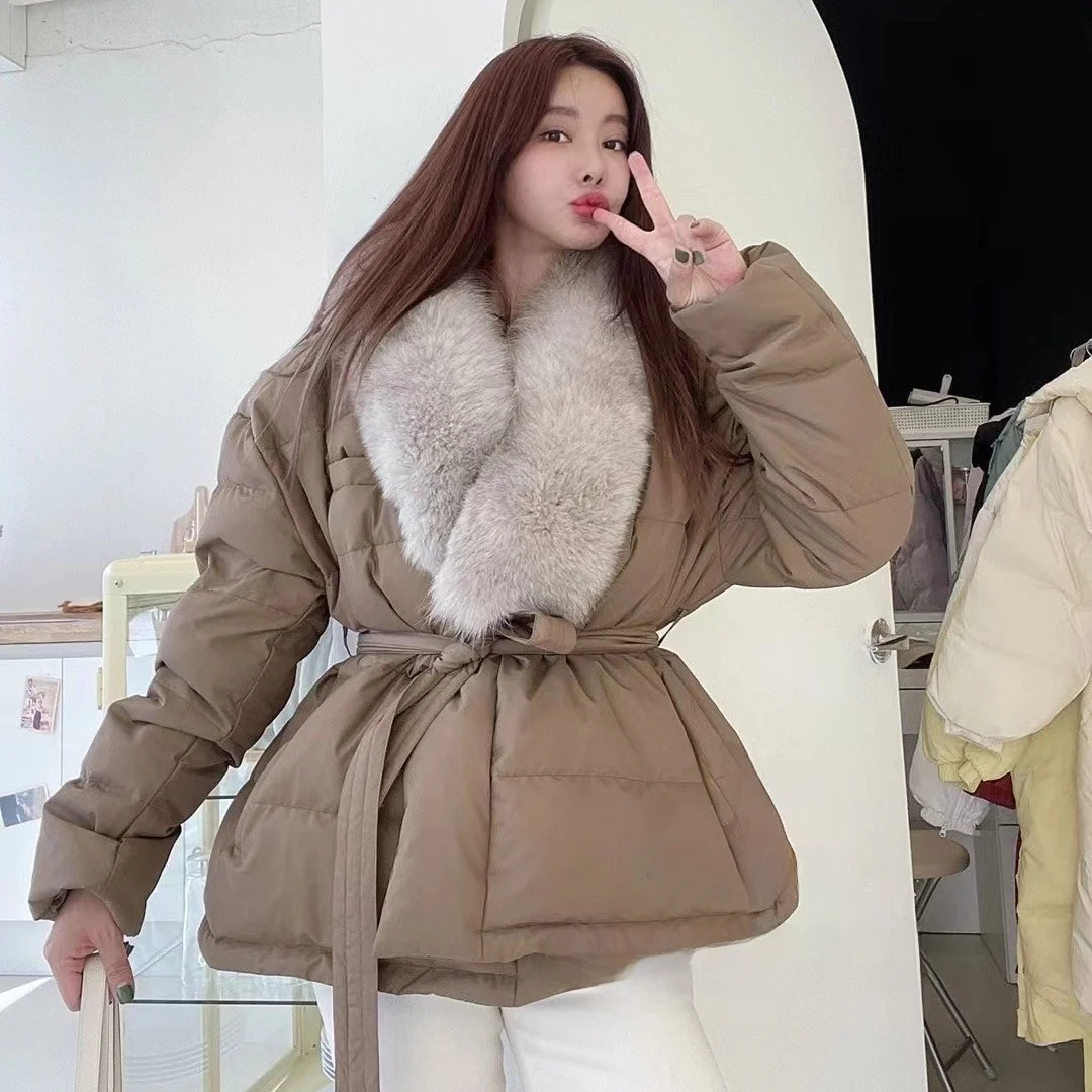 

Winter New Sle Women's Cotton Jaet Chic Warmth Personali High Waist Large Fur Collar Korean Sle Online Exclusive