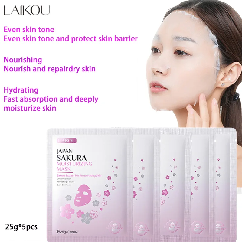 LAIKOU Sakura Facial Mask Moisturizing Oil-Control Anti-Aging Whitening Sheet Mask Firming Skin Brightening Masks Skin Care