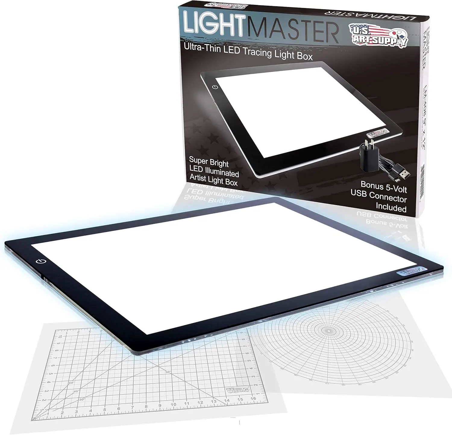 

Professional A3 LED Light Box 12x17 Inch Dimmable Ultra-Thin Lightpad with Grid & Circle Template