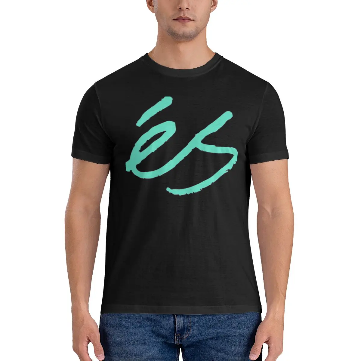 Camiseta de skate ES para homens e mulheres, manga curta, skatista grande, roupas de rua, hip hop, tops com gola O, moda criativa