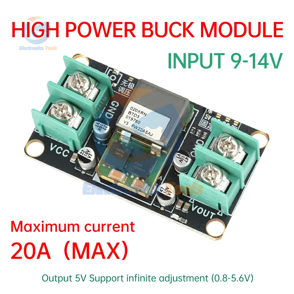 

DC 9-14V 20A DC-DC Step-Down Module 5V/Infinitely Adjustable Regulator Power Supply Module Industrial Step-Down Module DIY