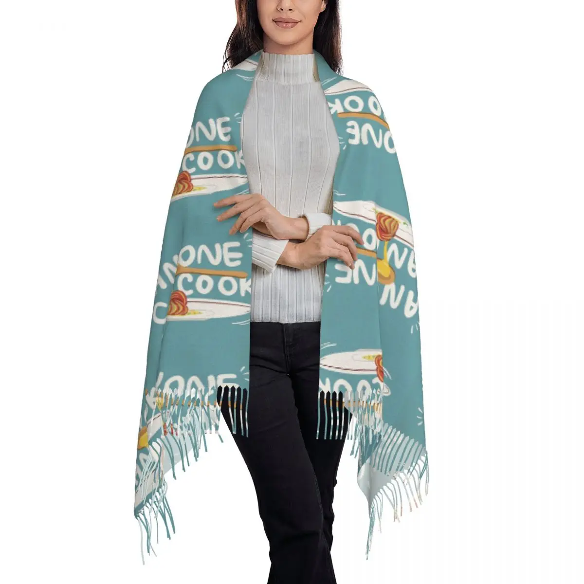 Anyone Can Cook Ratatouille Illustration Scarf Tassel Scarves for Women Soft Warm Shawls and Wraps Large Fall Winter Shawl Wrap