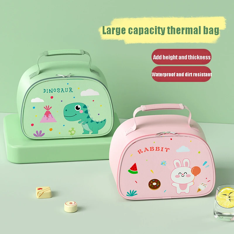 Children Cartoon Portable Lunch Bag Portable Insulated Canvas Handbag Lunch Bento Box Thermal Food Picnic Bags for Women Kids