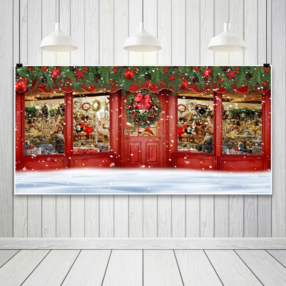سانتا لعبة متجر خلفية الشتاء الثلوج عرض شجرة عيد الميلاد هدية تيدي بير الاطفال الأسرة حفلة عيد الميلاد 600x300 سنتيمتر صورة خلفية