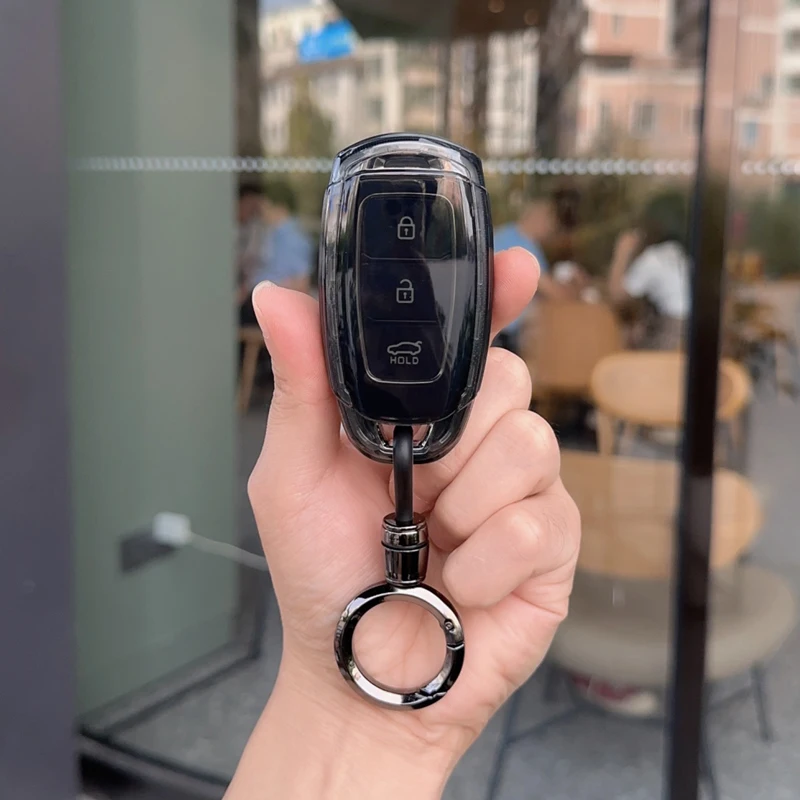 For Hyundai I30 Ix35 KONA Encino Solaris Azera Grandeur Ig Accent Santa Fe Palisade TPU Car Key Fob Case Key Fob Cover Keychain