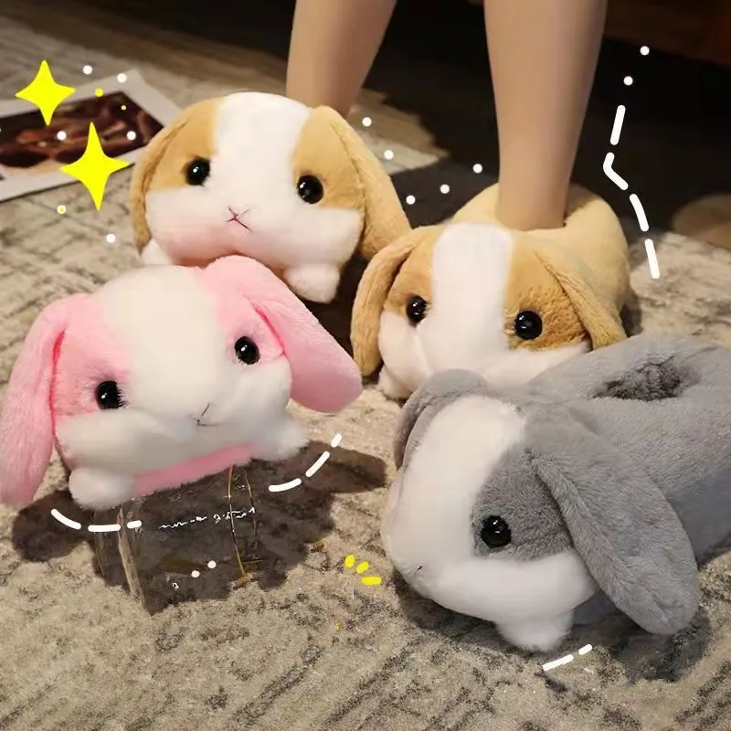 Winter Funny Slippers Women Cute Rabbit Husky Shoes Indoor Home Warm Plush Soft Sole Girl Cartoon Hamster Flurry Winter Footwear