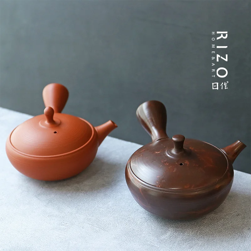 

Japanese Often Slippery Side Handle Tea Pot, Yulong Kiln, Meiyuan Erlang, Vermilion Mud, Fine, Thousand Dan, Urgent Beard