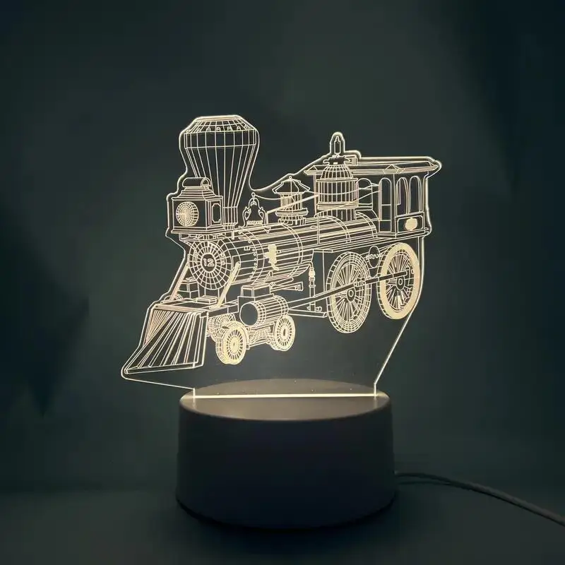 1pc  Train  3D Night Light, 3D Optical Illusion Lamp With Touch, 7-Color Changing Ambient Light For Bedroom