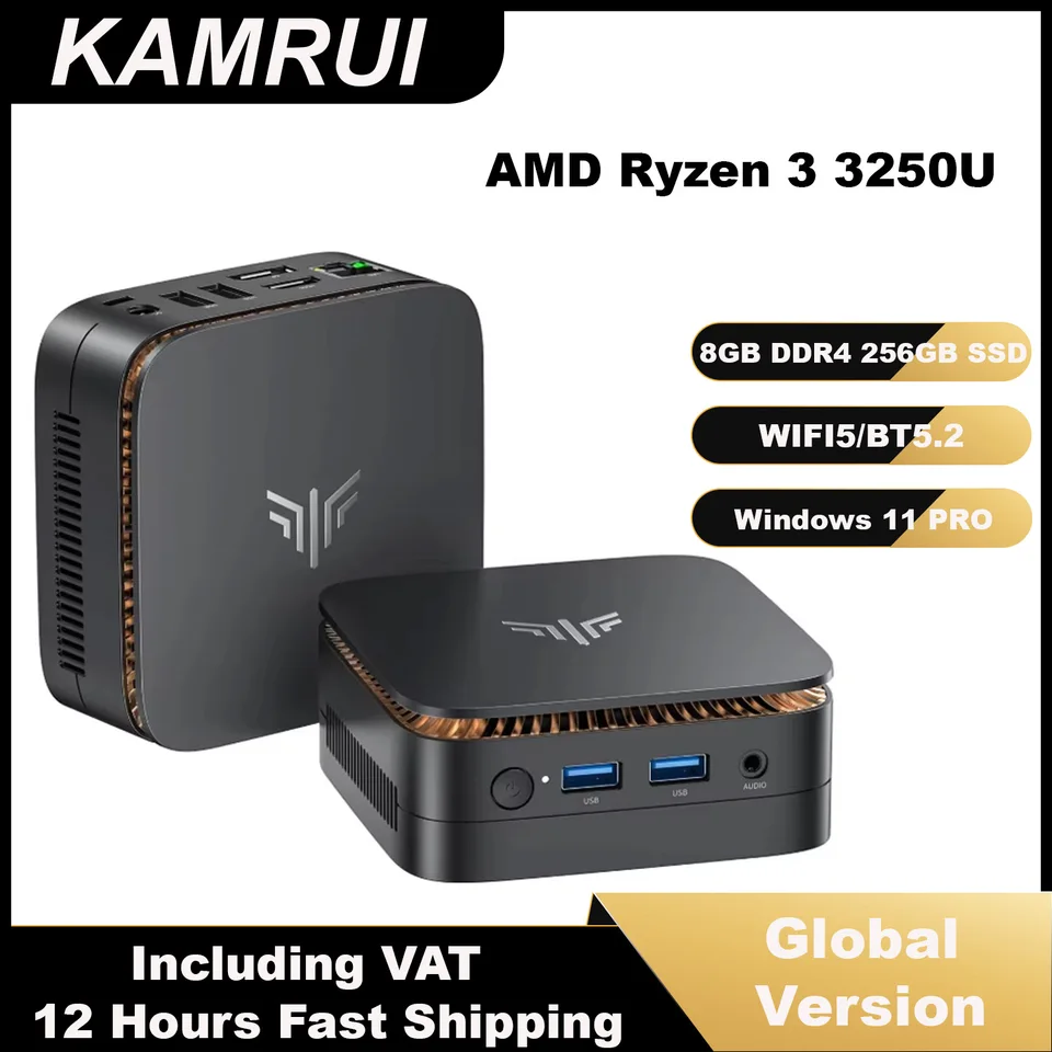 KAMRUI 미니 PC Ryzen 3 3250U 8GB DDR4 256GB SSD 소형 데스크탑 컴퓨터 Windows11 Pro WiFi5 4K 듀얼 디스플레이 가정 및 사무실용 썸네일 7
