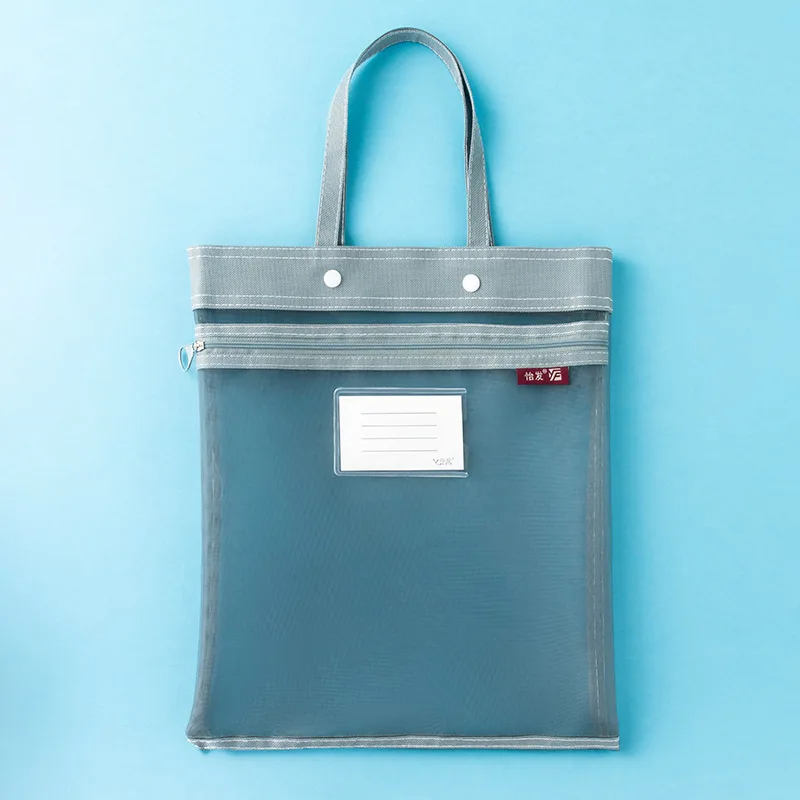 حقيبة جمالية من Morandi ذات ألوان شبكية بسحاب وحامل ملفات مستندات من النايلون السميك مع حقيبة تنظيم بمقبض لمكتب المدرسة #6