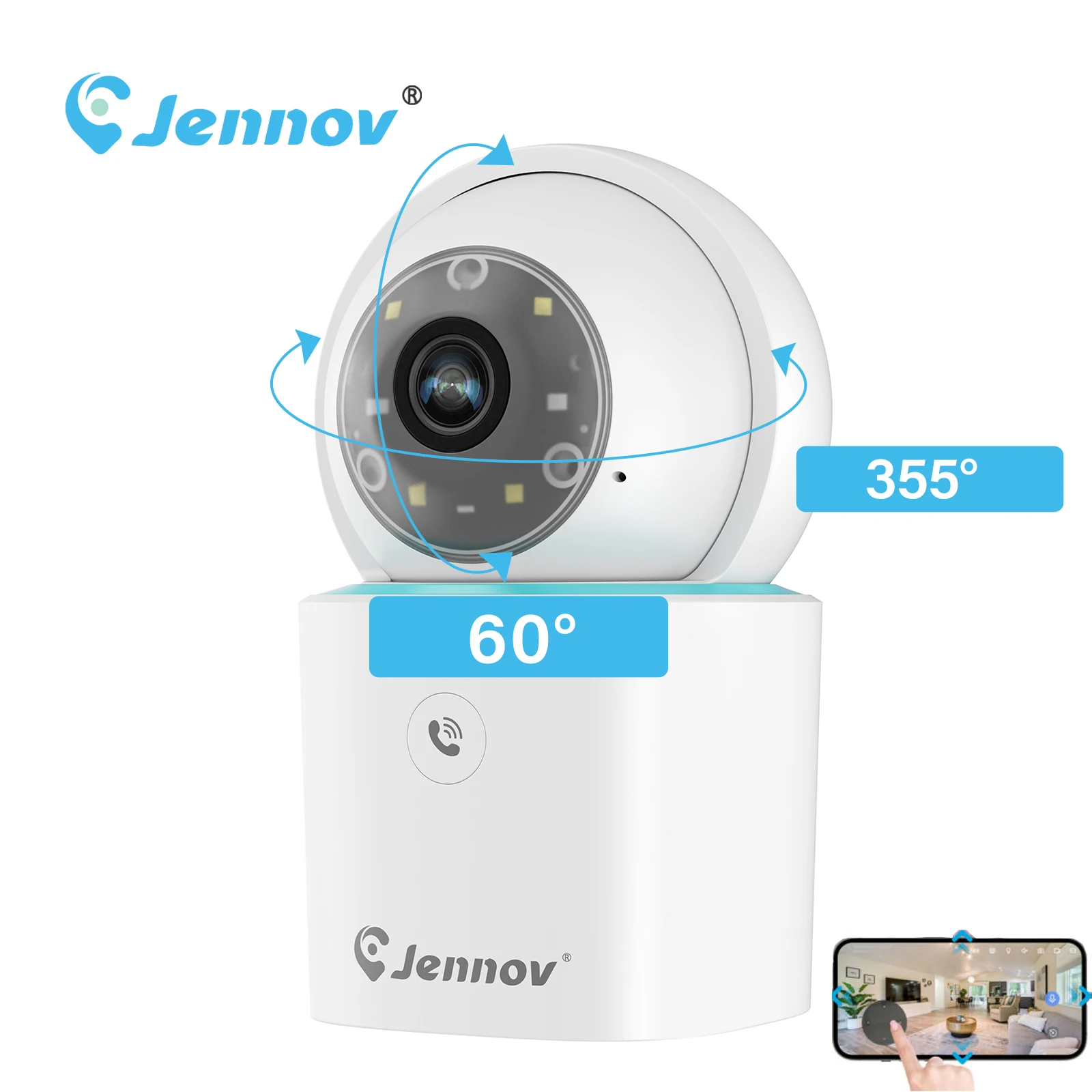 Jennov 2MP WiFi IP Camera Wireless Outdoor CCTV PTZ Home Security FHD IR Cam