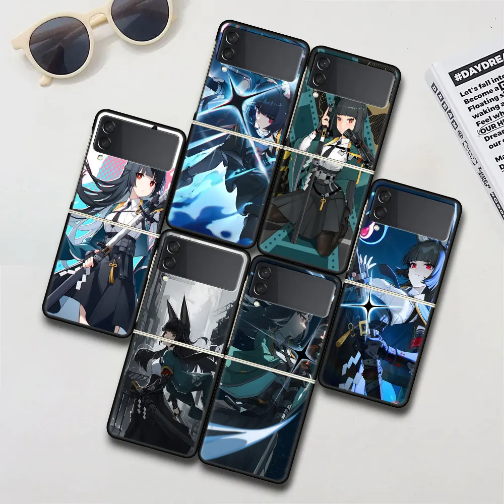 Hoshimi Miyabi ZZZ Case for Samsung Galaxy Z Flip4 Flip3 Hard PC Phone Cover Flip 4 3 5G Black Folding Funda Zflip4 Zflip3 Shell