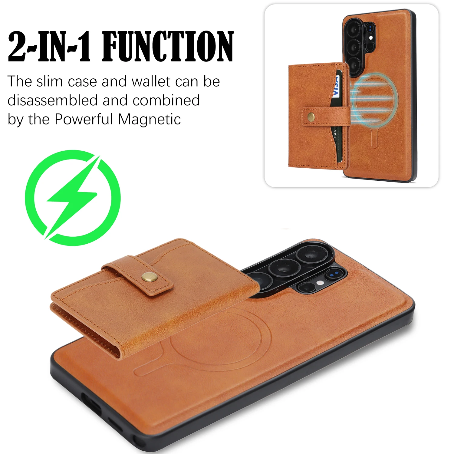เคสหนังแบบกระเป๋าแม่เหล็ก 2 in - Kickstand Adjustable บทวิจารณ์และราคา