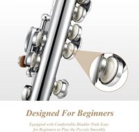 SLADE Silver C Key Piccolo Half-Size Flute C-shaped Piccolo with Box Cleaning Cloth Rod Gloves Set for Beginner Students
