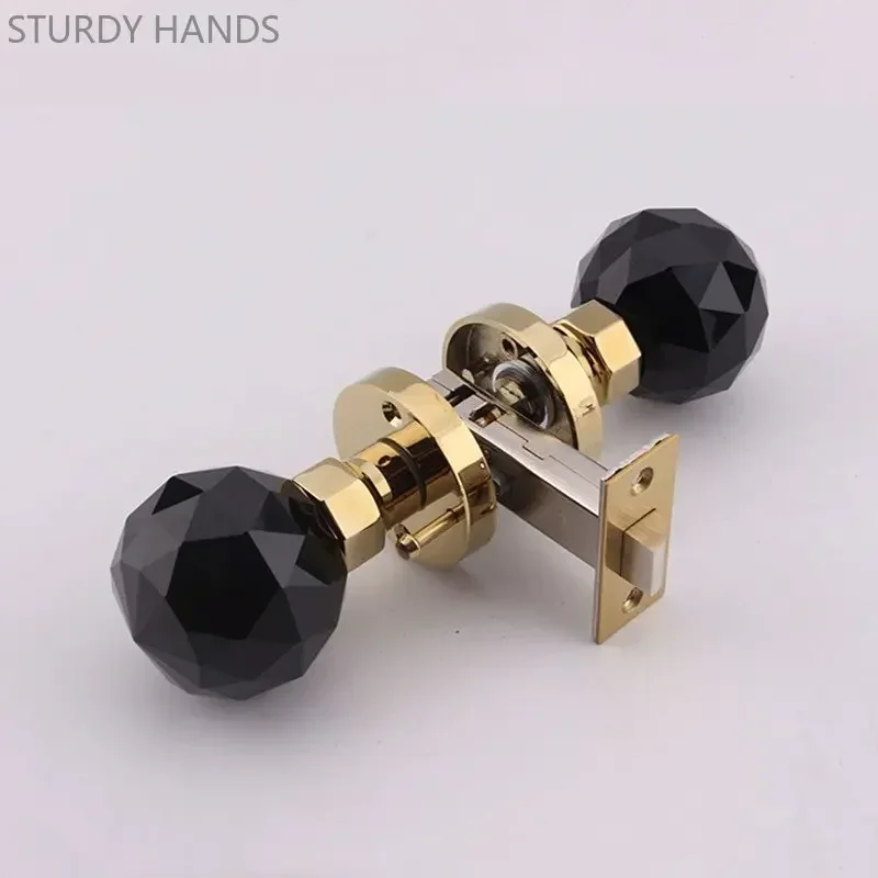 Crystal Glass Globe Handle Lock Light Luxury Keyless Bathroom Door Lock Indoor Mute Single Tongue Door Locks Household Hardware