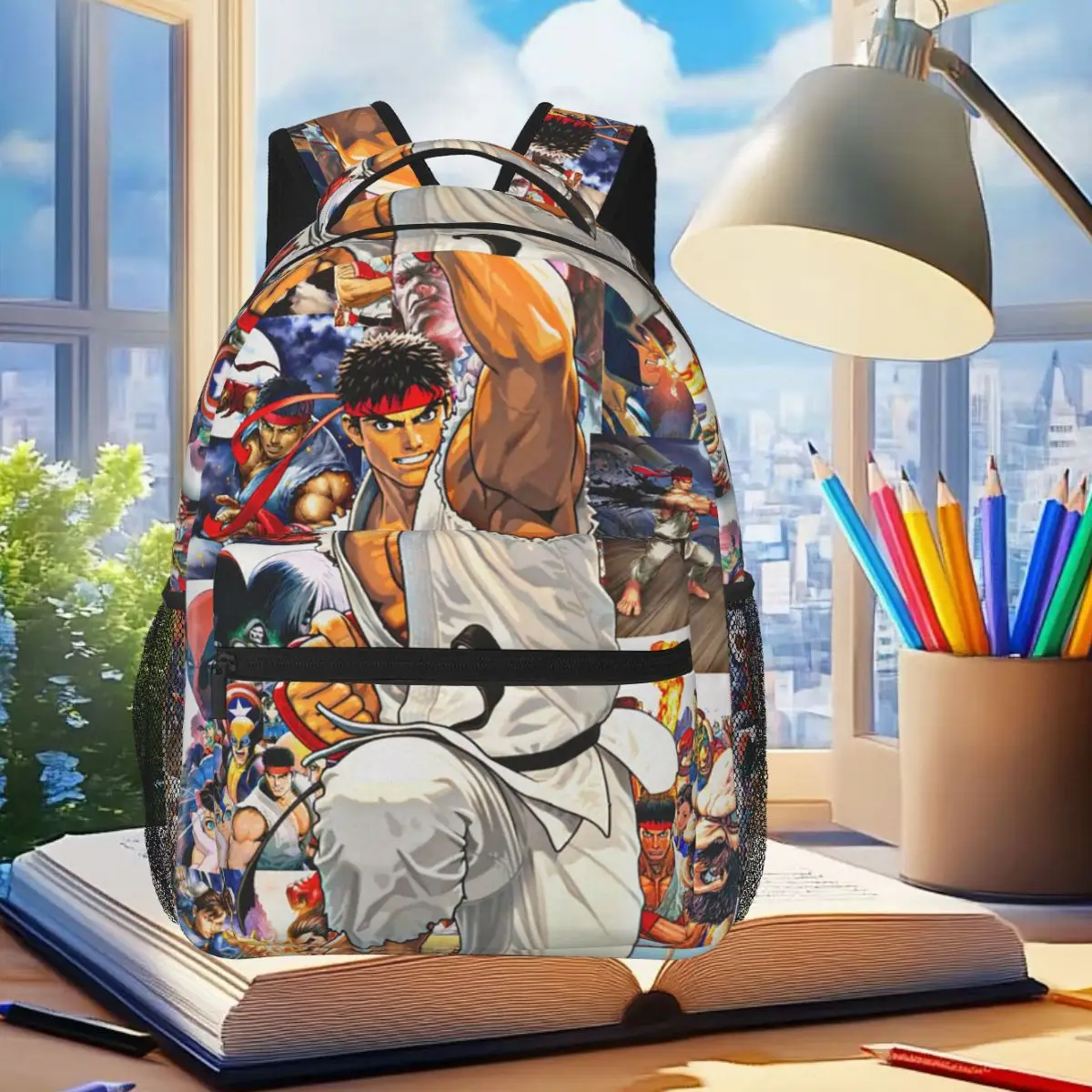 Ryu Street Fighter II Turbo Hyper Fighting Backpack Student Boys Girls BookBag Kids School Bag Laptop Shoulder Bag for Men Women