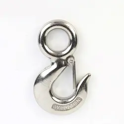 S320 Stainless Steel Hoist Cargo Hook Lifting Chain Eye Rotatable Ring Claw With Lock Working Load WLL 0.5T/0.75T/1T/1.5T/2T
